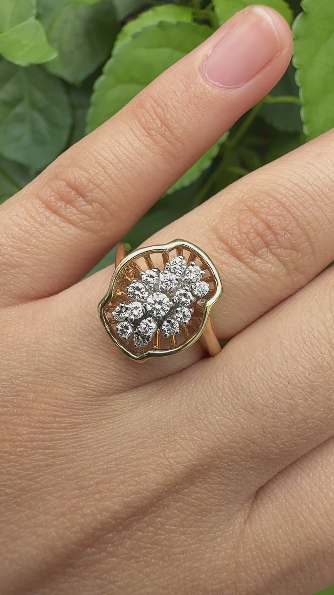 14K Yellow Gold Diamond Ring With VS2 Stones 0.41 Carats IGI Certified Size 6.5