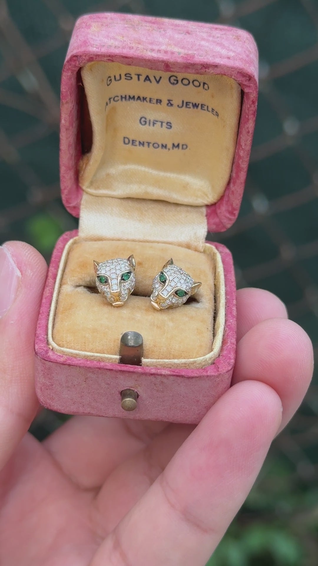 EFFY 14K Gold 0.50 CTW Diamond & Green Stone Leopard Stud Earrings (3.25g)