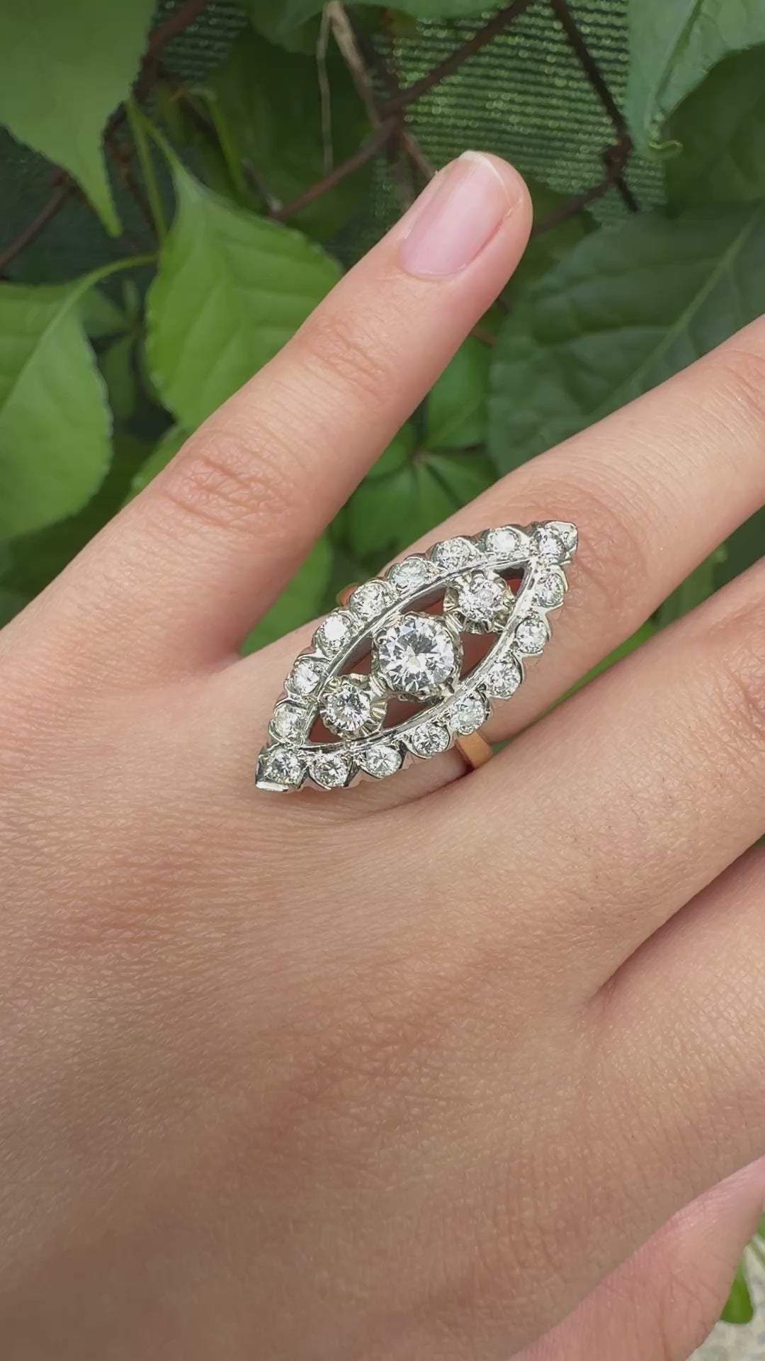 14K White & Yellow Gold Ring with 1.67 Carats of Natural Diamonds, Size 6