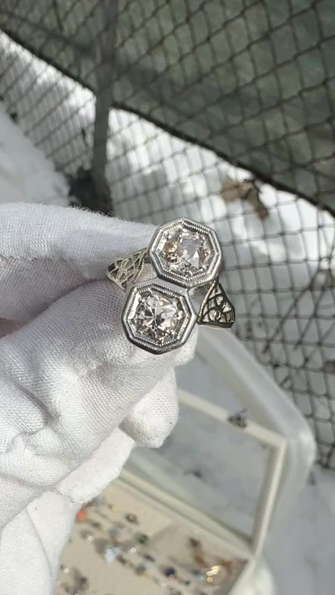 IGI Certified 1.10 TCW Old European Cut Diamonds Antique Art Deco Ring Size 6.25