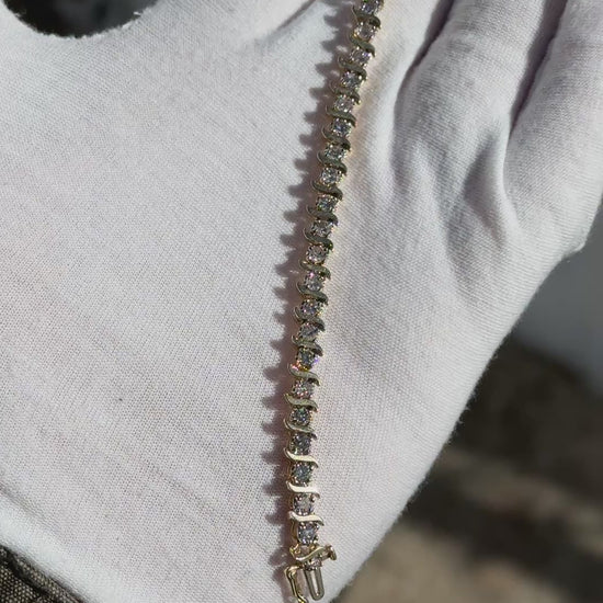 14K Yellow Gold Diamond Tennis Bracelet 2.80 CTW 40 Diamonds 7.5” Estate Jewelry