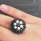 IGI Certified 10K Yellow Gold Black-Overlay Ring Sapphires And Opals