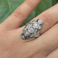 IGI Certified 18K White Gold Art Deco Diamond & Sapphire Ring Size 5.5
