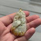 Large Carved Jade Pendant with 14K Gold Bail – 26.16g, 3.5" x 1.5" Floral
