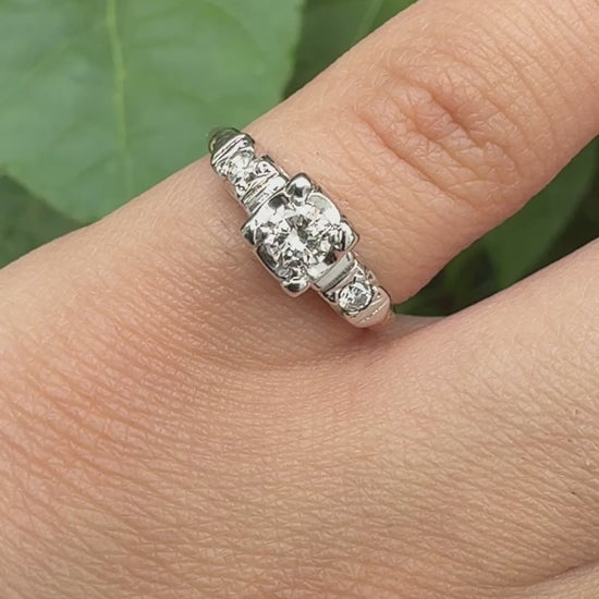 IGI Certified 14K Yellow & White Gold Ring Natural Diamonds Ring Size 4.5