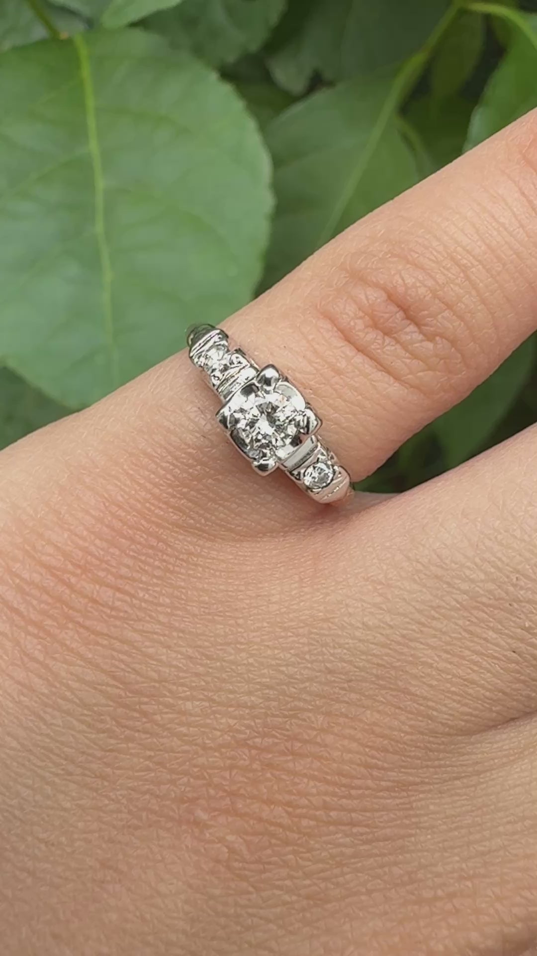 IGI Certified 14K Yellow & White Gold Ring Natural Diamonds Ring Size 4.5