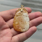 Vintage Carved Jade Pendant with 14K Gold Bail – 2.75" x 1.5", 16.71g Russet