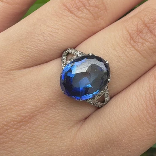 Rare Art Deco Period Sapphire & Diamond Ring With IGI Report