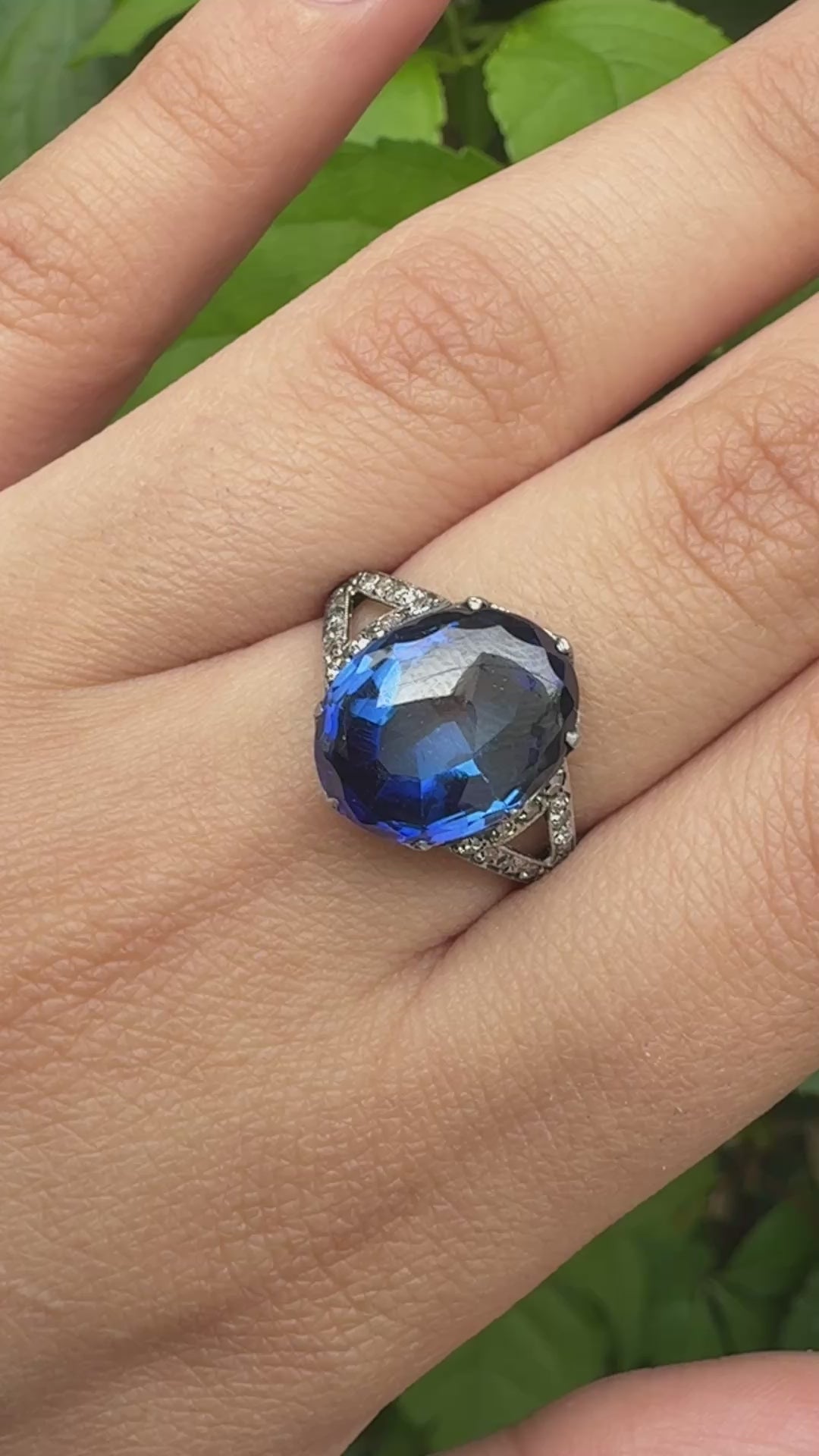 Rare Art Deco Period Sapphire & Diamond Ring With IGI Report