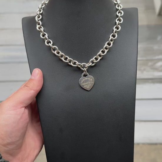 Tiffany & Co. Sterling Silver “Please Return to Tiffany” Heart Tag Necklace 16’’