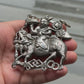 Antique Chinese Silver Pendant 39.23g – Warrior on Qilin Mythical Beast 2.5" x 3