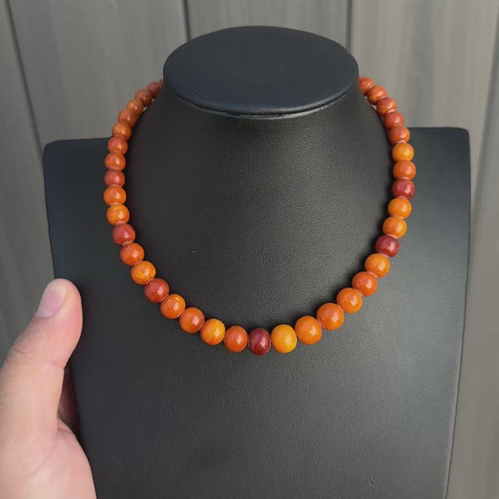 Gorgeous Antique Butterscotch Amber Necklace Ottoman Beads 15.17 Grams