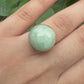 Natural Green Jade Cabochon Ring in 14K Yellow Gold (Round, 12.90ct) IGI Cert.