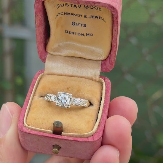 Mid-Century Vintage 14K Yellow & White Gold 3-Stone Diamond Ring | IGI Certified