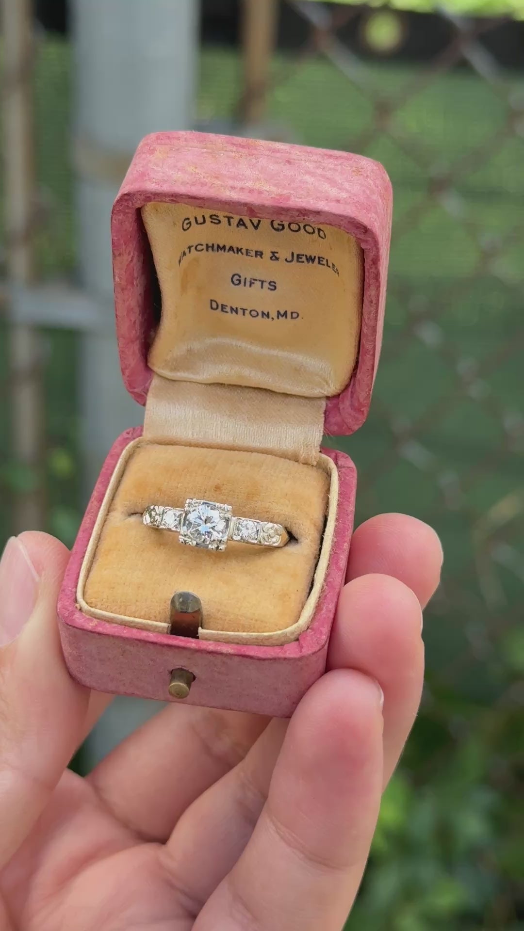 Mid-Century Vintage 14K Yellow & White Gold 3-Stone Diamond Ring | IGI Certified