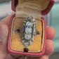 IGI Certified Art Deco Diamond Shield Ring 18K White Gold Gold Ring Size 6.5