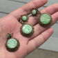 Antique Chinese Jade Filigree Silver Earring & Pendant Set Lockets 29.84g