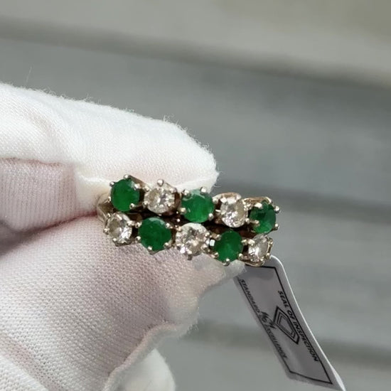 IGI Certified 14K White Gold Emerald & Diamond Ring 2.00 CTW Size 6.75