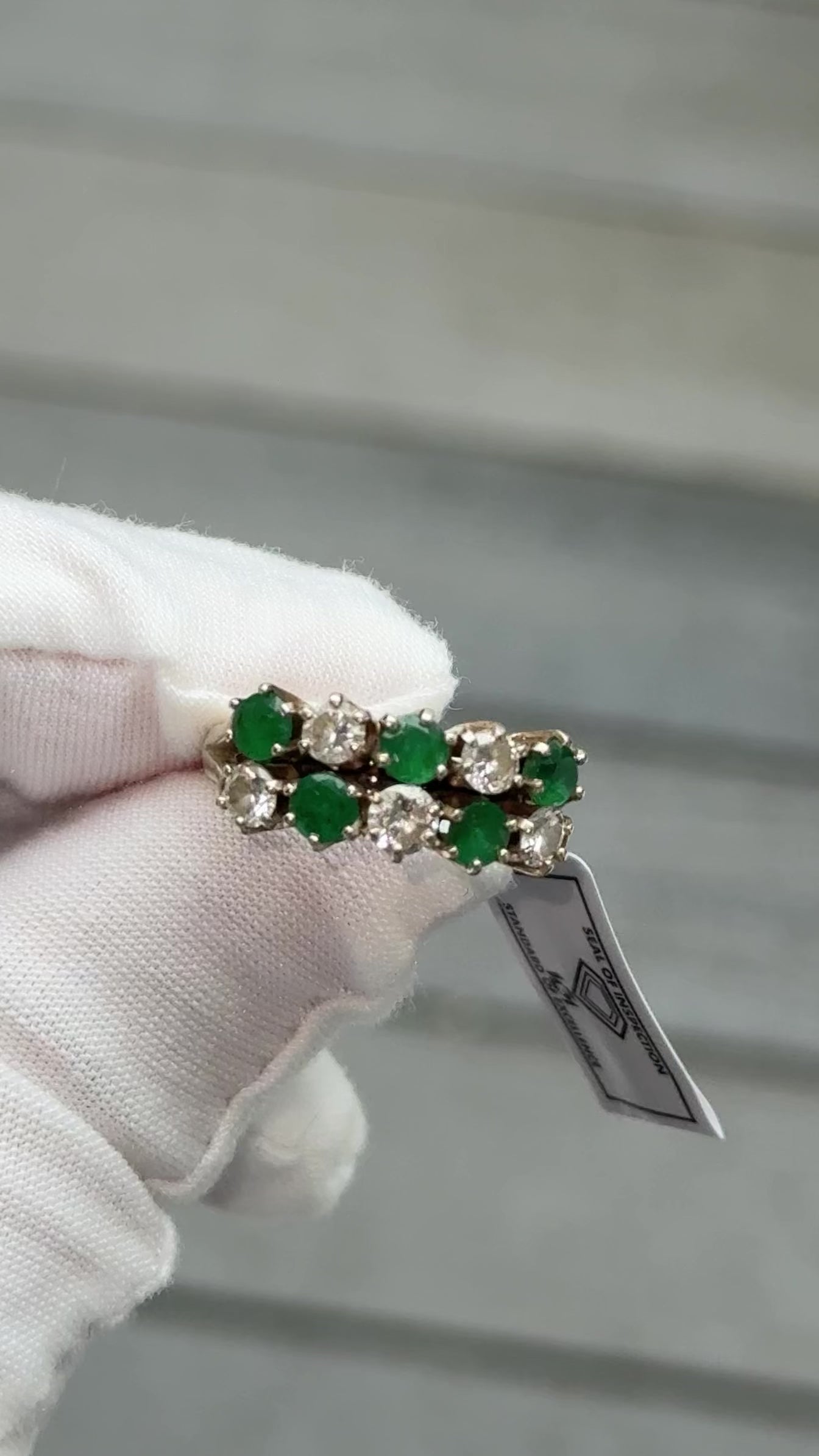 IGI Certified 14K White Gold Emerald & Diamond Ring 2.00 CTW Size 6.75