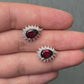 IGI Certified 14K Yellow White Gold Earrings Red Topaz Natural Diamonds