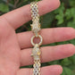 IGI Certified 14K Yellow Gold Panther Motif Diamond & Sapphire Link Bracelet