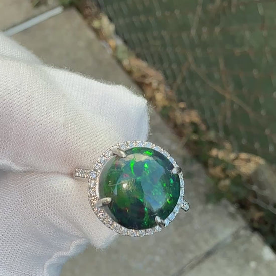 Investment GIA 4.75ct Black Opal Diamond Halo Ring - .900 Platinum - Rare