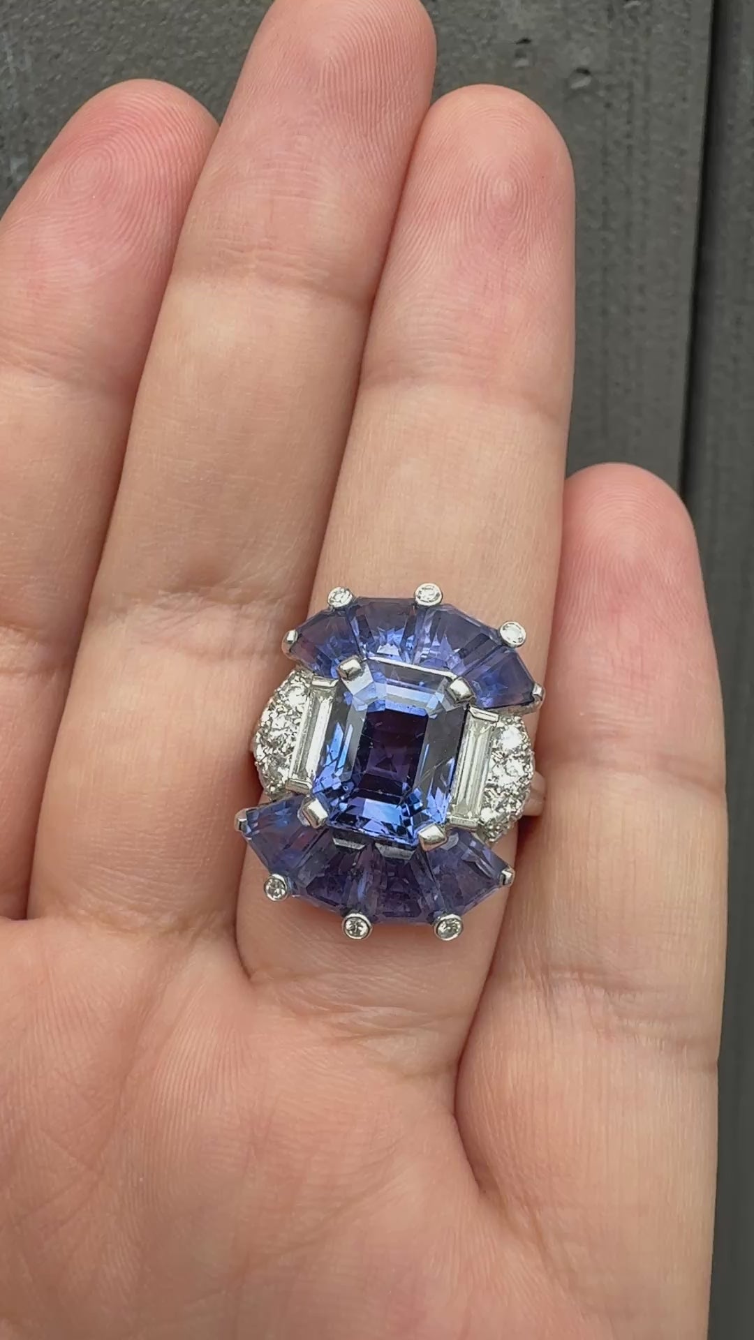 GIA Certified Platinum Art Deco Style Color-Changing Sapphire No Heat Sri Lanka