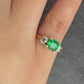 14K Yellow Gold Emerald & Diamond Three-Stone Ring – 0.52ct Vivid Emerald