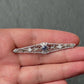 Art Deco Brooch in 14K White Gold with Blue Sapphire & Diamonds IGI Certified