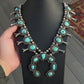 Vintage Navajo Sterling Silver & Turquoise Squash Blossom Necklace