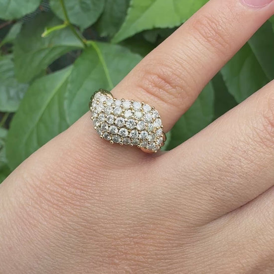 14K Plum Yellow Gold Natural Diamond Cluster Ring 0.80 Carats IGI Certified