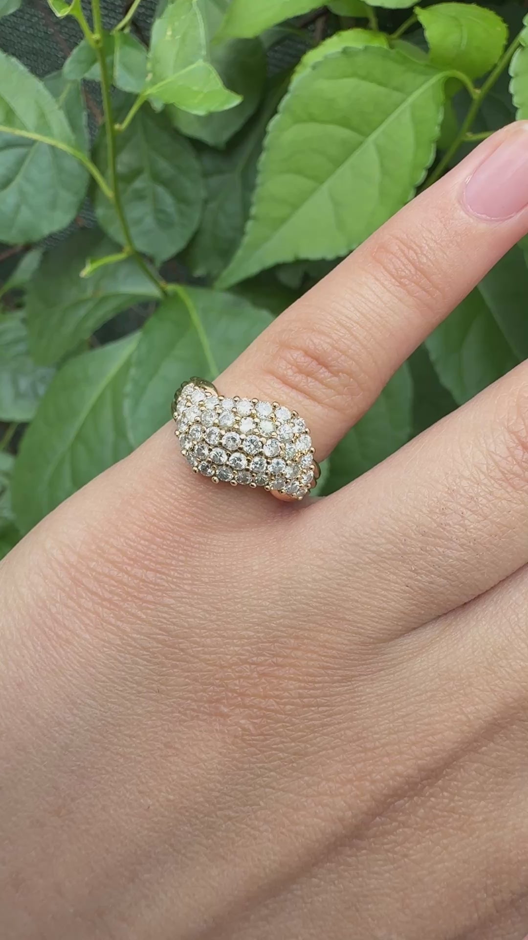 14K Plum Yellow Gold Natural Diamond Cluster Ring 0.80 Carats IGI Certified