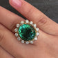 18K Gold 11.77ct Green Tourmaline & Diamond Halo Ring – 12.75g, Size 5.25