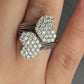 Very Fine 14K White Gold Sonia B. Double Heart Diamond Ring