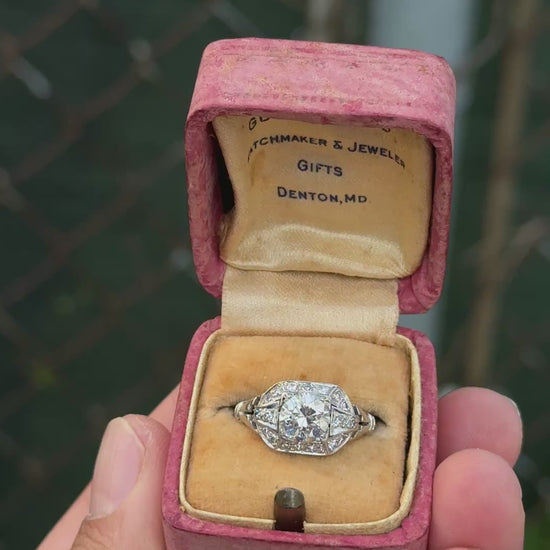 GIA Cert Art Deco Period Platinum 1.18 Carat Diamond Engagement Ring