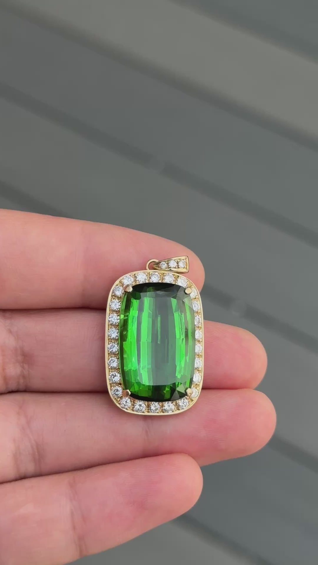 18K Yellow Gold Pendant With 26.51 Carat Tourmaline And 2.25 Carats Diamonds