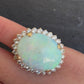 Massive 14K Yellow Gold Natural Opal & Diamond Ring 12.73 Grams