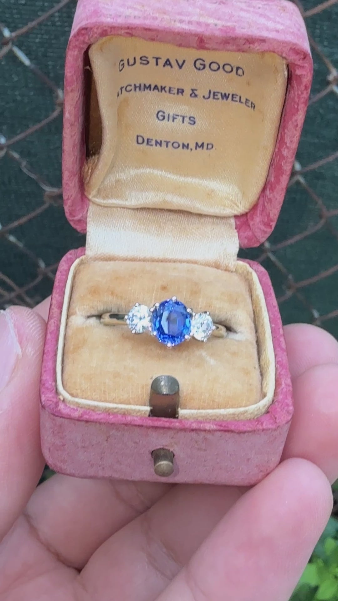 GIA 1.54ct Burma No Heat Sapphire With Old European Cut Diamonds 18K Gold Ring