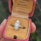 Art Deco 0.80ctw Old Mine Cut Diamond Navette Ring 14K Gold IGI Certified Size 6