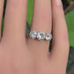 Art Deco 18K White Gold 3-Stone Ring – 3.00ct Old European Cut Diamonds Size 5