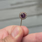 Antique 9K Gold Amethyst & Seed Pearl Halo Stick Pin