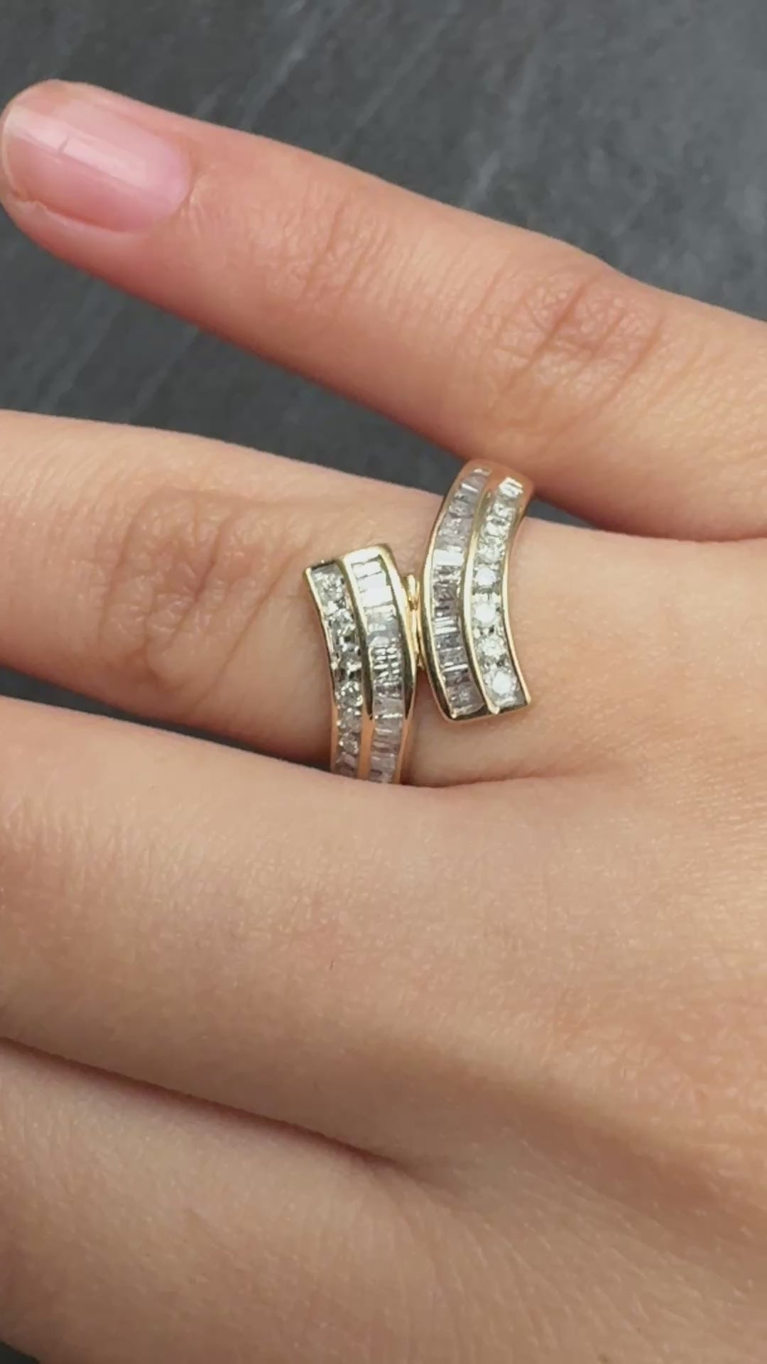 IGI Certified 10K Yellow Gold Diamond Bypass Ring – 0.65ct, Size 7