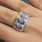 IGI Certified 14K White Gold Multi-Color Gemstone & Diamond Ring Size 8
