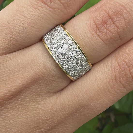 14K Yellow Gold Natural Diamond Band Ring 1.70 Carats IGI Certified