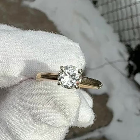 Antique 14K Gold Diamond Solitaire Ring ~0.63 CT Old European / Early Brilliant
