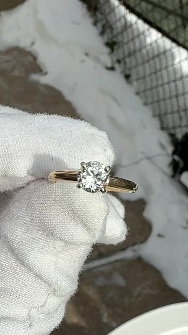 Antique 14K Gold Diamond Solitaire Ring ~0.63 CT Old European / Early Brilliant