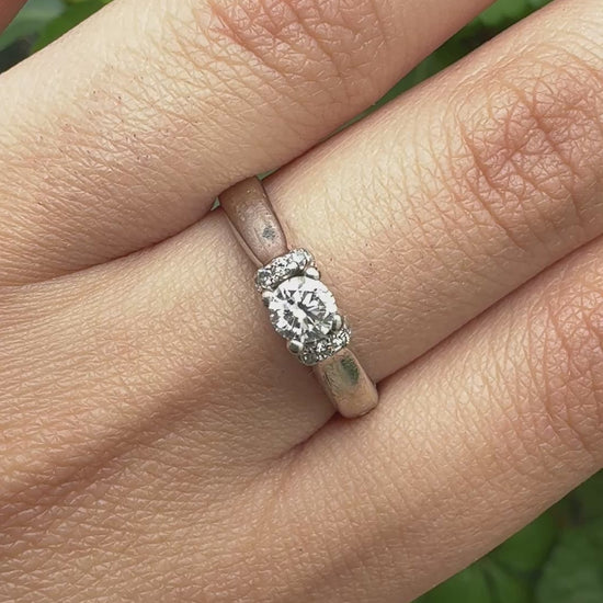 14K White Gold Diamond Ring .51 Total Carat Weight Size 9 IGI Certified