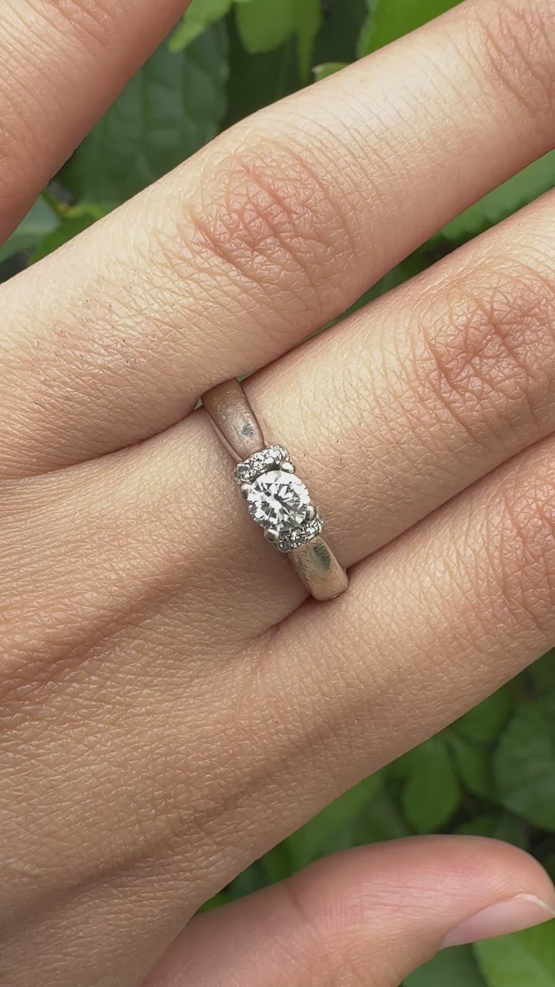 14K White Gold Diamond Ring .51 Total Carat Weight Size 9 IGI Certified