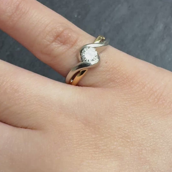 FRED 18K Yellow & White Gold Diamond Ring – 0.30 Carat, IGI Certified, Size 5
