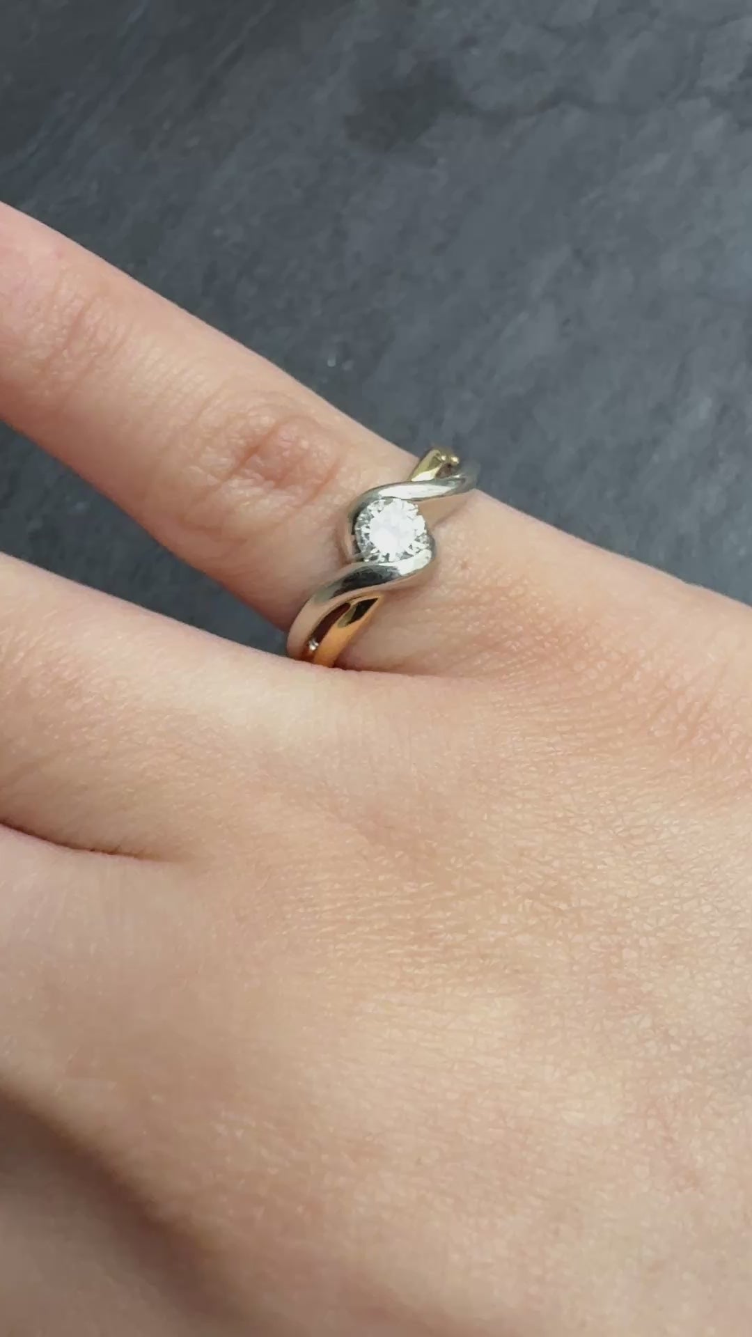 FRED 18K Yellow & White Gold Diamond Ring – 0.30 Carat, IGI Certified, Size 5